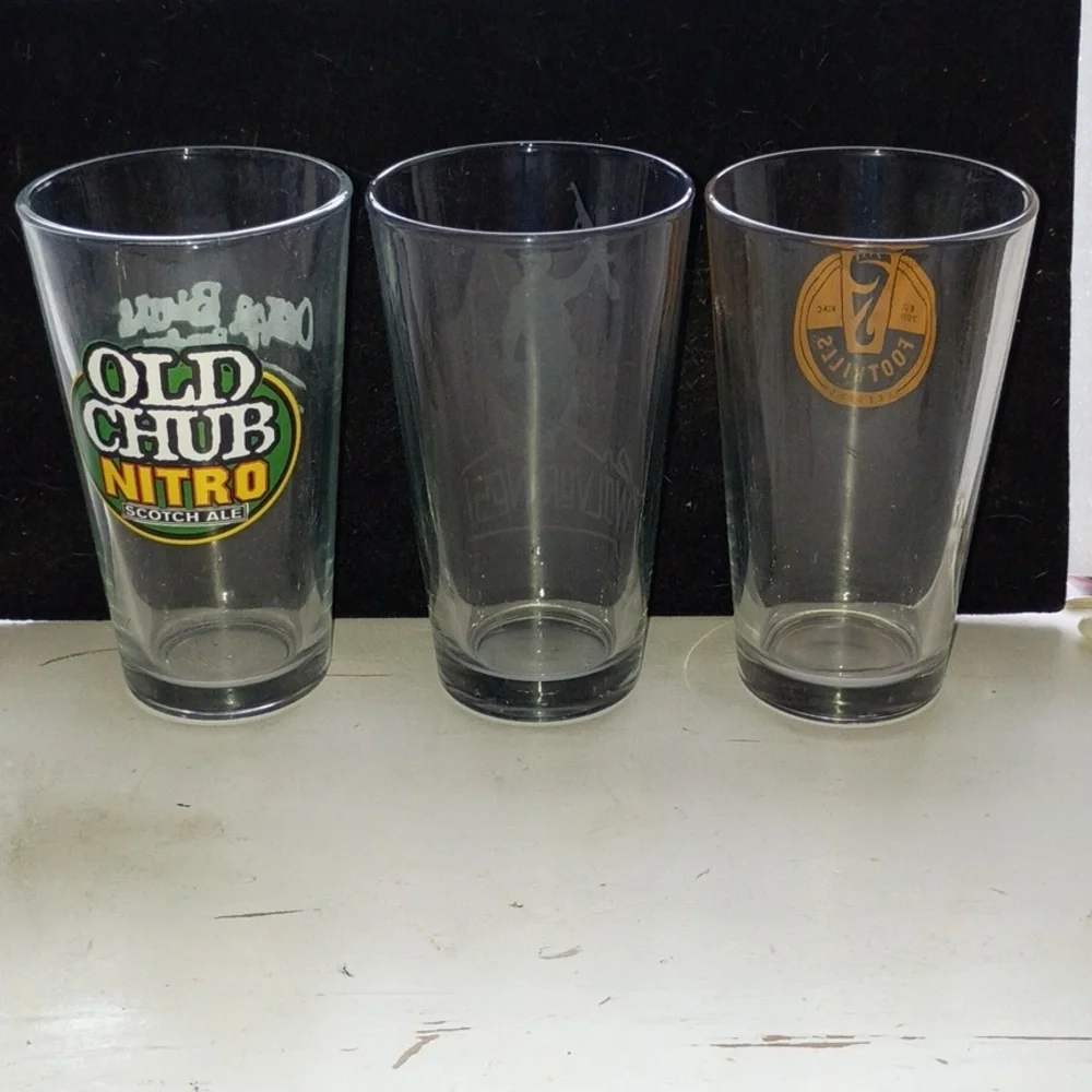 Pint Glass Set - Clear,  Oskar Blues, Wolverines, And Foothills Brewing